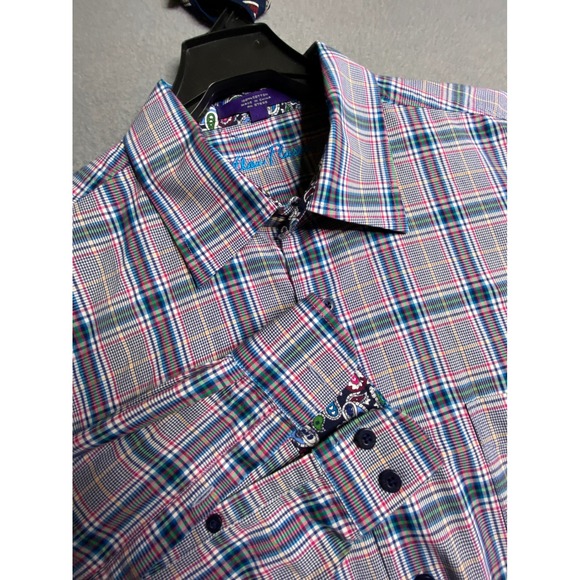Alan Flusser Other - Alan Flusser Men's Plaid Button Down Long‎ Sleeve Shirt L 100% Cotton